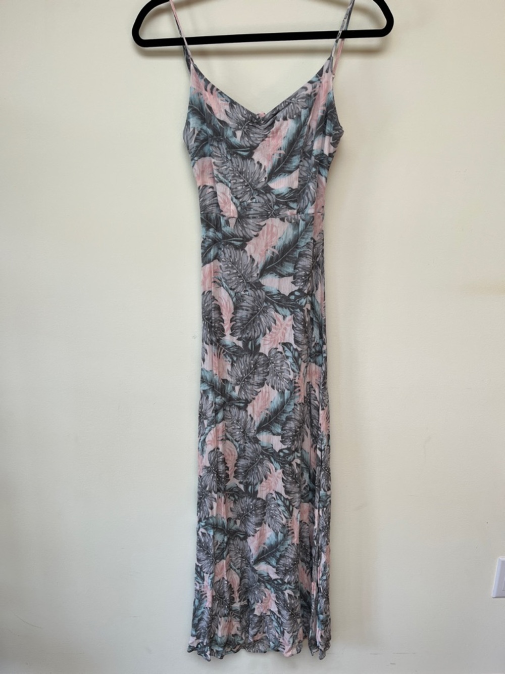 Aéropostale Pink & Gray Tropical Slip Maxi Dress